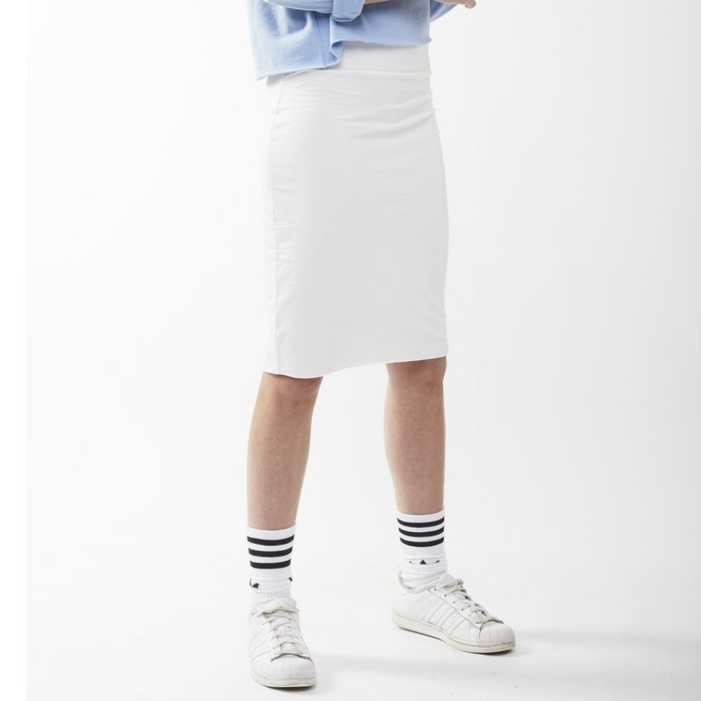 NEW White Tube Knee Length Foldover Jersey Skirt - Picture 3 of 5